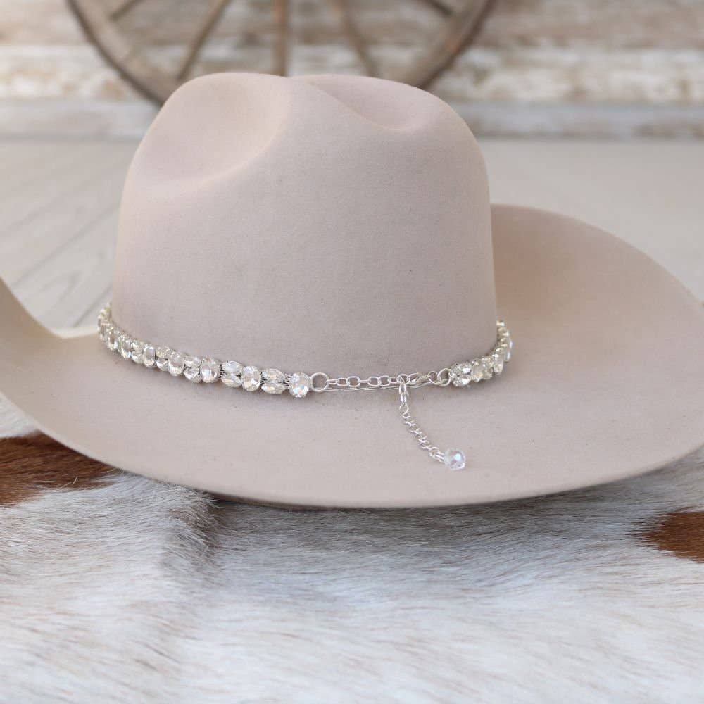 Willow Lane Hat Co. - Wholesale Hat Accessory - Women's - Silver Rhinestone Bling Hat Band - The Kate2