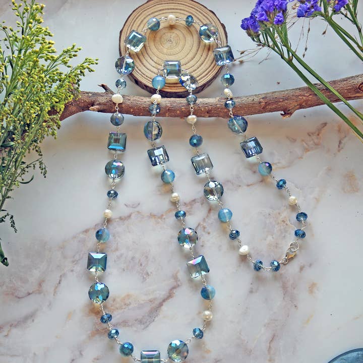 Crystal and Pearl Necklace for wholesale by IST Jewelry