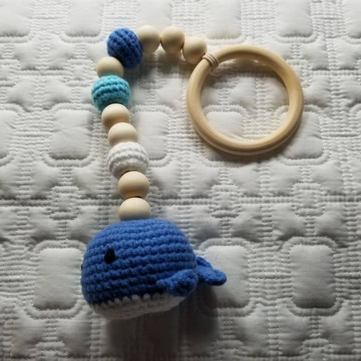 Hand Crochet Hanging Whale Rattle toy for wholesale by D & C TOYS