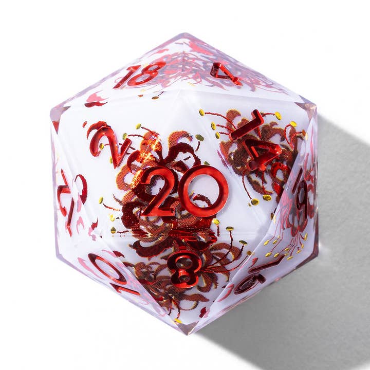 Kiss of the Spider Lily 7-Piece Iconic Dice Set for wholesale by Dispel Dice