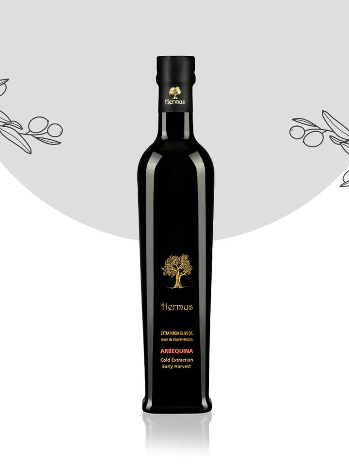Tidlig høst 2022 Arbequina Ekstra jomfru olivenolie 500 ml for engroshandel hos Hermus Olive Oil