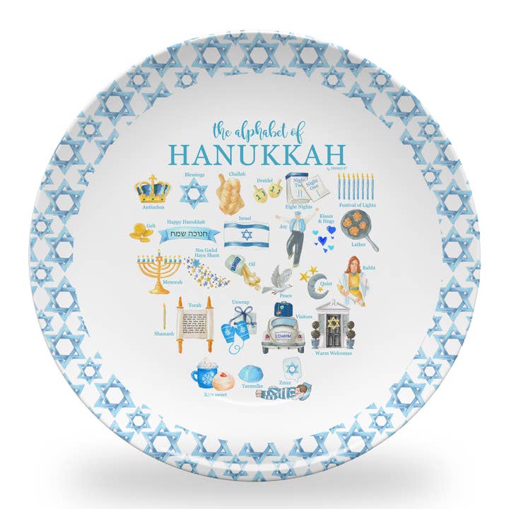 Hanukkah Alphabet Plastic Plate for wholesale by Dishique