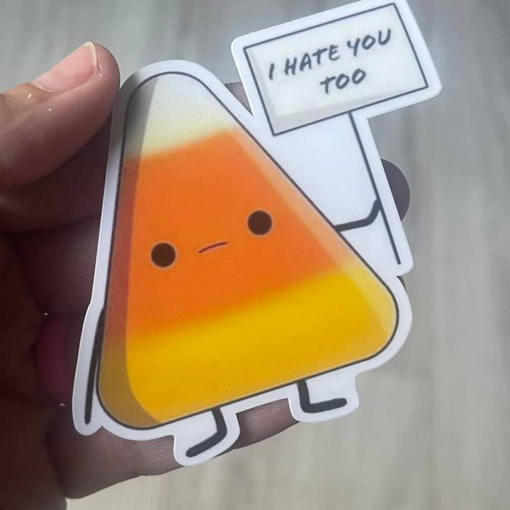 Vinyl-Aufkleber „Halloween Candy Corn Silly Die Cut“ für den Großhandel von Prairie Chicken Sticker Shop & Gifts