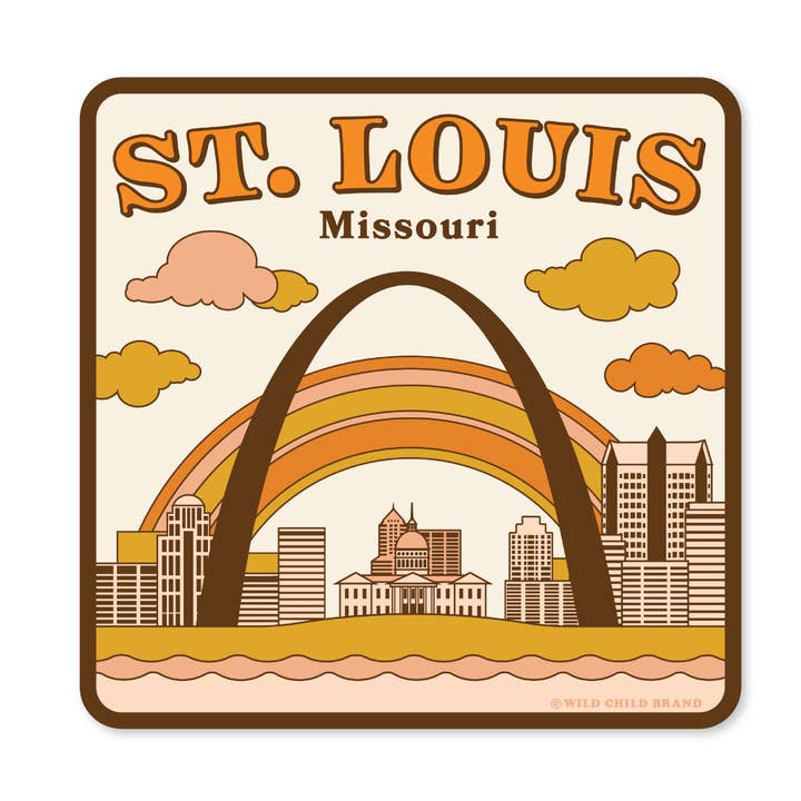 St. Louis Missouri Klistermærke | Retro Gateway Arch Mississippi for engroshandel hos Wild Child Brand