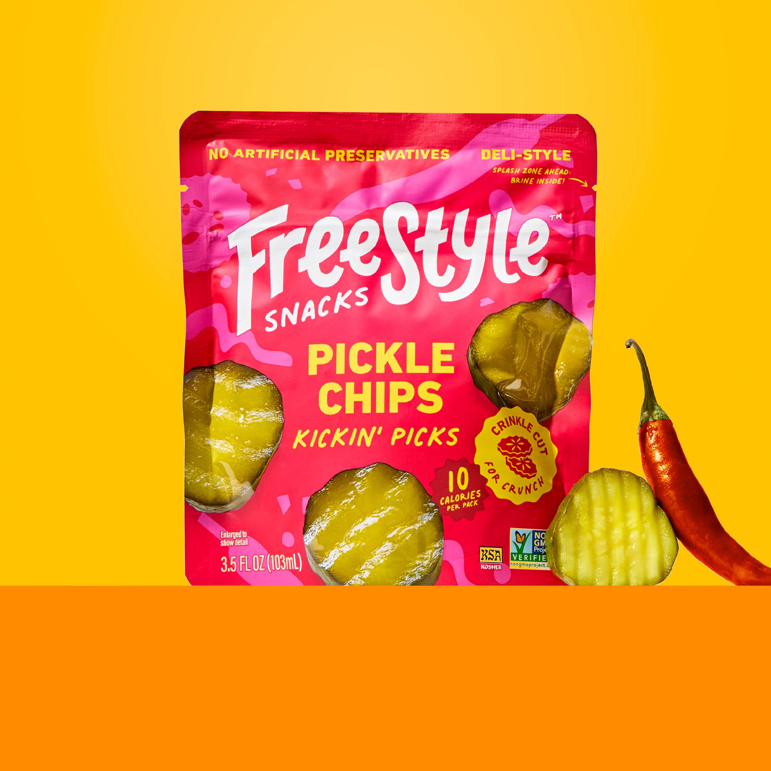 Freestyle Snacks - Wholesale Chips - Spicy Dill Pickle Chips 3.5oz - Freestyle Snacks