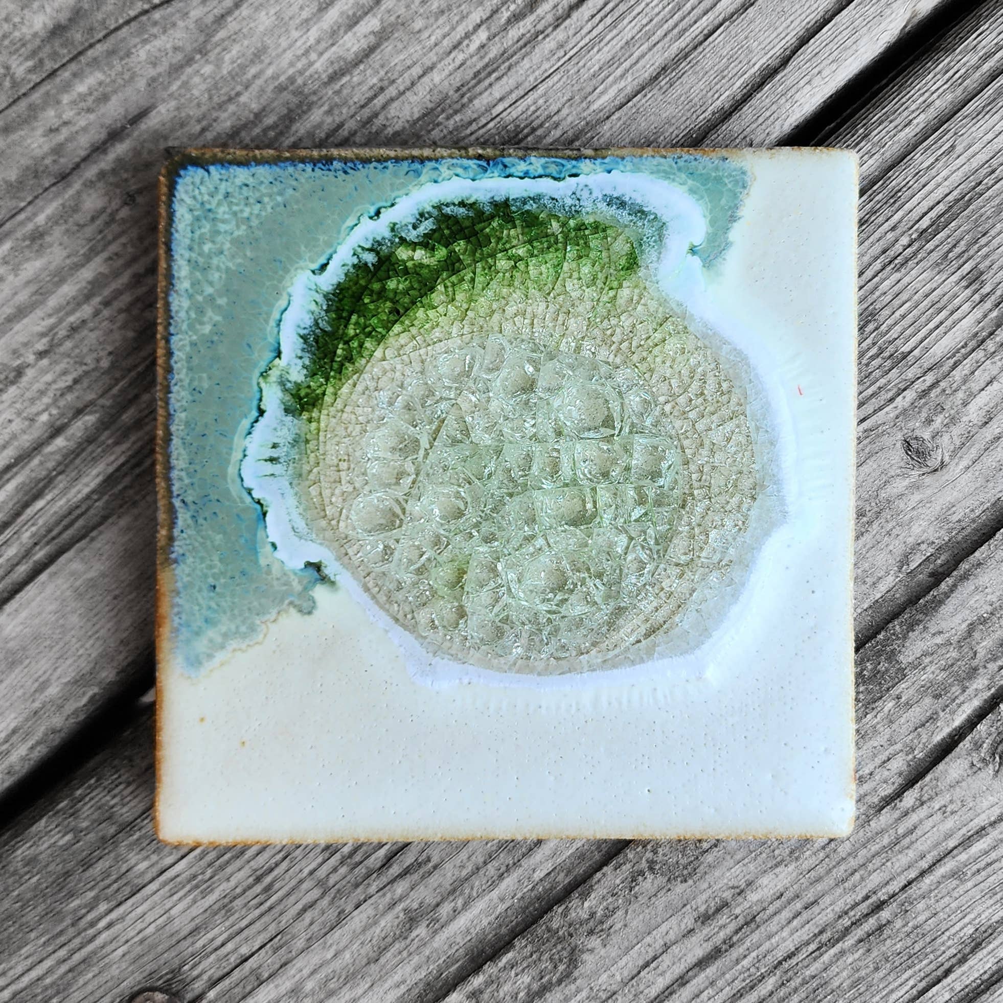 Dock 6 Pottery - Vente Sous-verre - Sous-verre Geode Crackle, individuel, 4 « x 4", verre fondu40