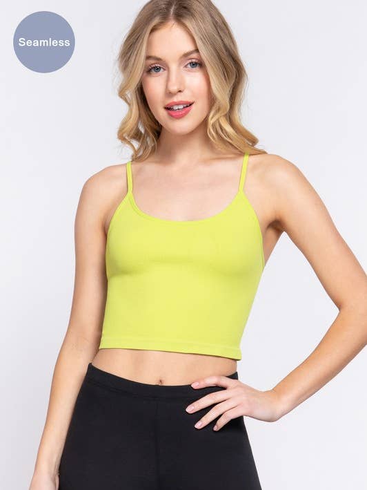 Round Neck Crop Rib Seamless Cami Top for wholesale by Active Basic | Active USA