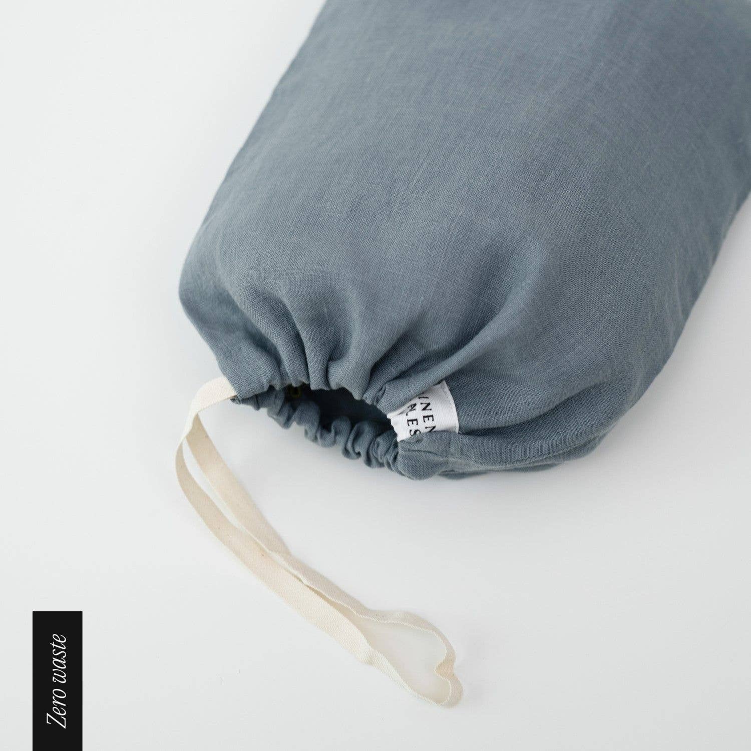 Linen Tales (We cover U.S. import duties) – wholesale Påse med dragsko – Unisex – Zero Waste blå linnetygspåsar med dragsko, set om 34