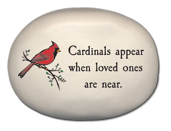 August Ceramics - Wholesale Outdoor Ornament/Decor - Memorial Rock "Cardinals appear when loved ones are near."1