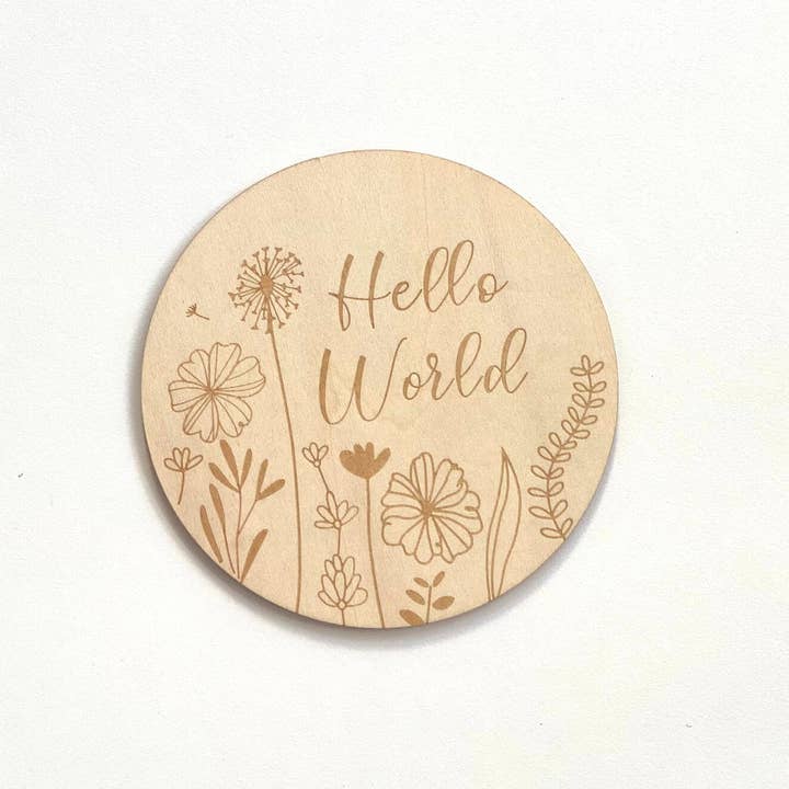 Baby Announcement Sign - Hello World Flowers for wholesale by GEOPLE HOME & BABY