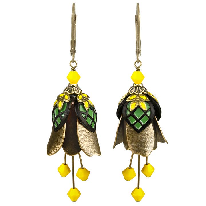 Flower Fairy: Painted Fantasy Hero Armor Earrings w Crystals for wholesale by NoMonet