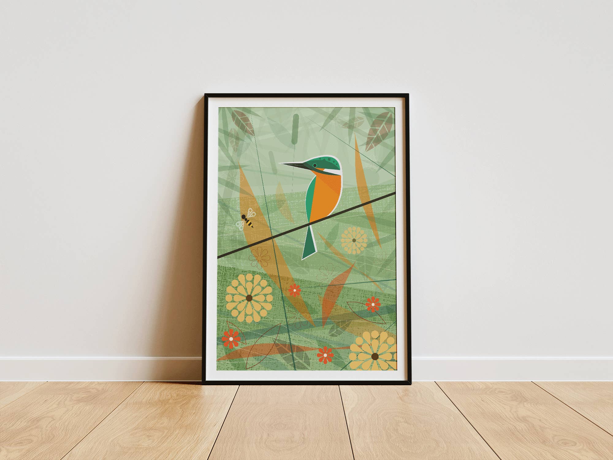 Mr Watson Design – wholesale Art print – Kingfisher by the Riverbank - Retro print