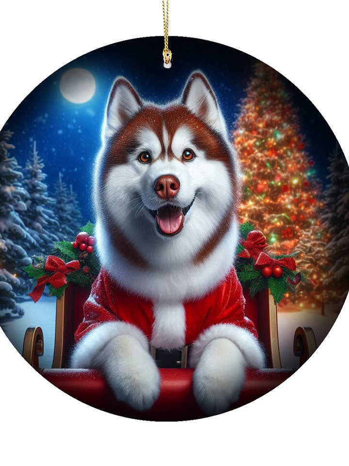 Ornamento di Natale in porcellana - Siberian Husky rosso per la vendita all'ingrosso da parte di Best of Breed Products