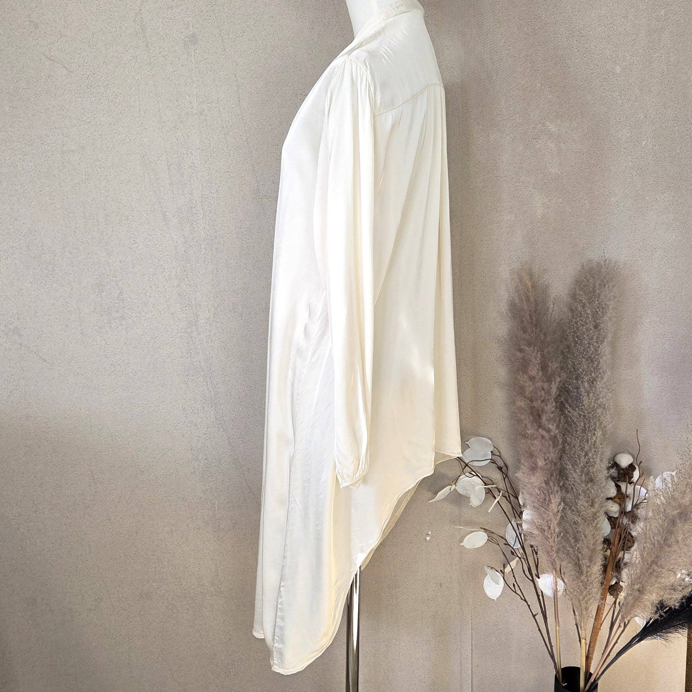 Tempest Designs - Venta al por mayor Kimono - Mujer - Sobrecamisa estilo kimono de mezcla de seda con detalle de cordón en la parte delantera (M)6