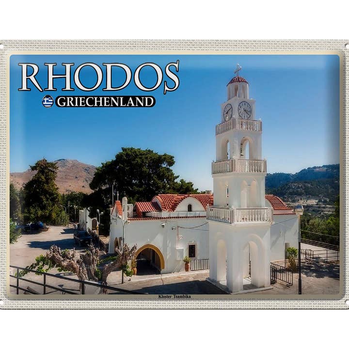 Femer – wholesale Sign – Tin sign travel 40x30 cm Rhodes Greece monastery Tsambika decoration