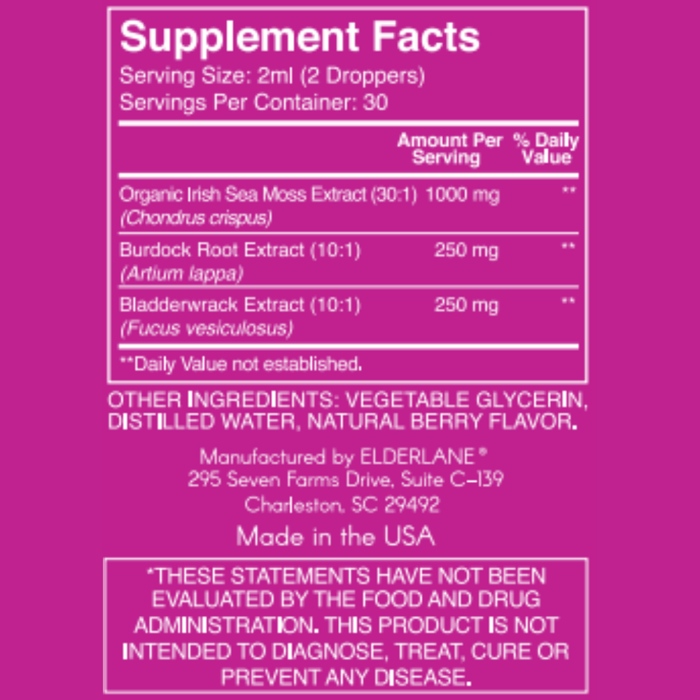 Elderlane® - Wholesale Oral supplement/vitamin - Sea Moss Drops 2 oz - Berry Flavor5