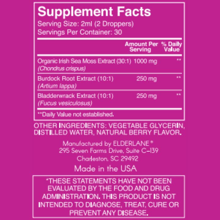 Elderlane® - Vendita all'ingrosso Vitamine/integratori orali - Sea Moss Drops 2 oz - Aroma frutti di bosco5