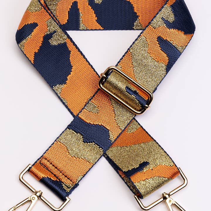 a Wink & a Nod - Wholesale Bag Strap - Women's - Bag Strap - Camo Gold/Navy/Orange0