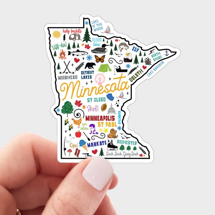 Minnesota Map Sticker - midwest, local, homegrown, roots for wholesale by Yarnival