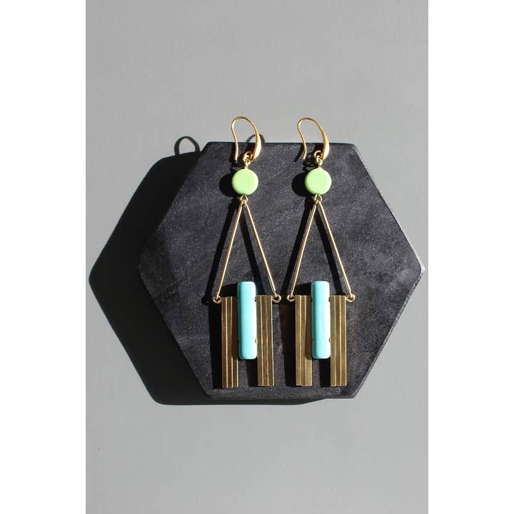 David Aubrey Jewelry – Engroshandel Hængeøreringe og creoløreringe – KYLE78 mint og turkis Artdeco øreringe2