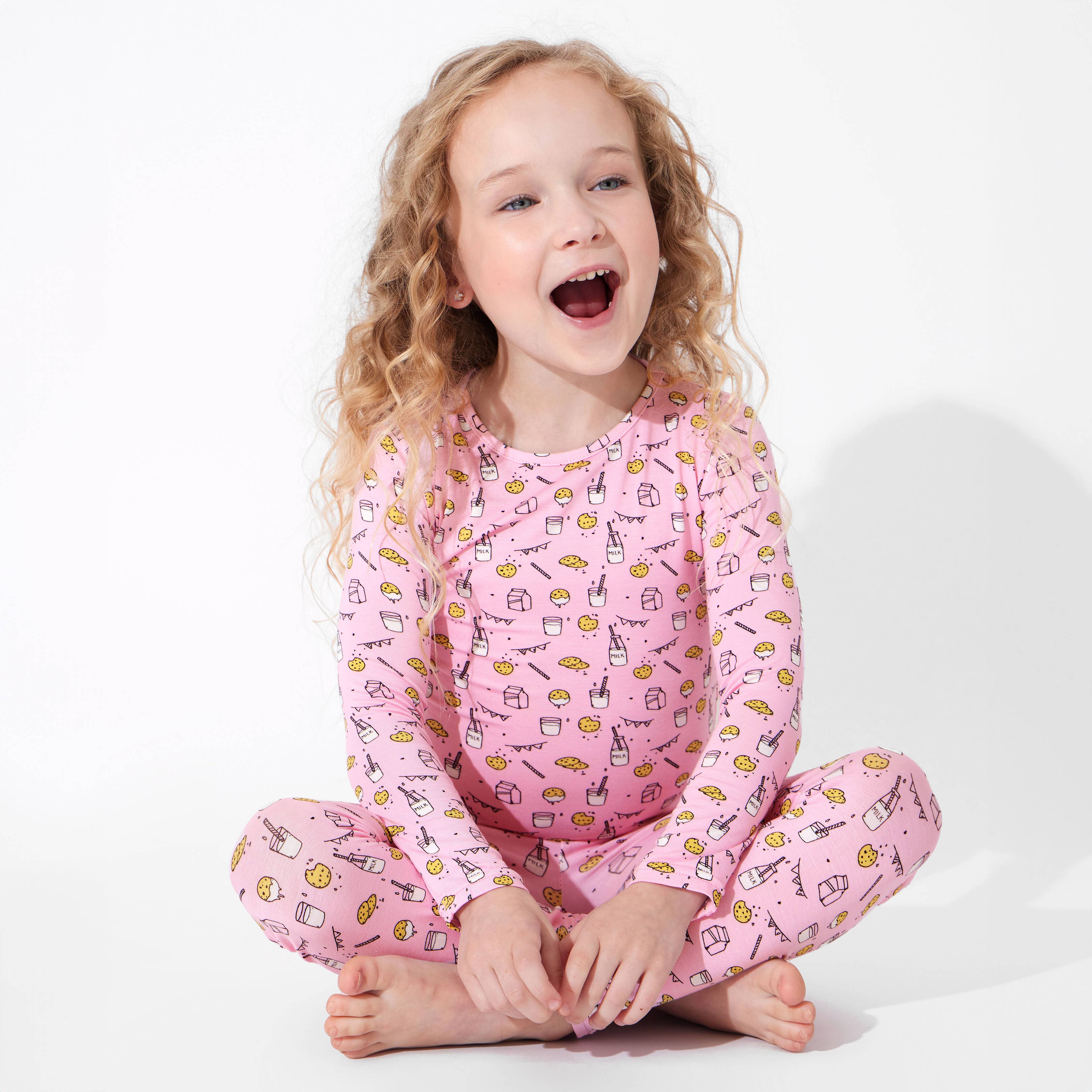 Bellabu Bear - Wholesale Sleepwear Set - Kids - Milk and Cookies Pink Bamboo Kids Pajamas4
