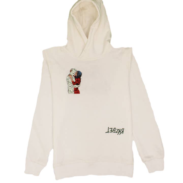 Socially-Materialistic Embroidery Hoodie for wholesale by Razbel