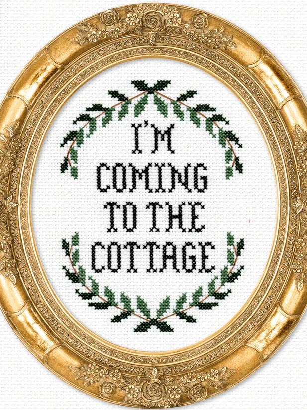 I'm Coming to the Cottage Deluxe Cross Stitch Kit for wholesale by Subversive Cross Stitch