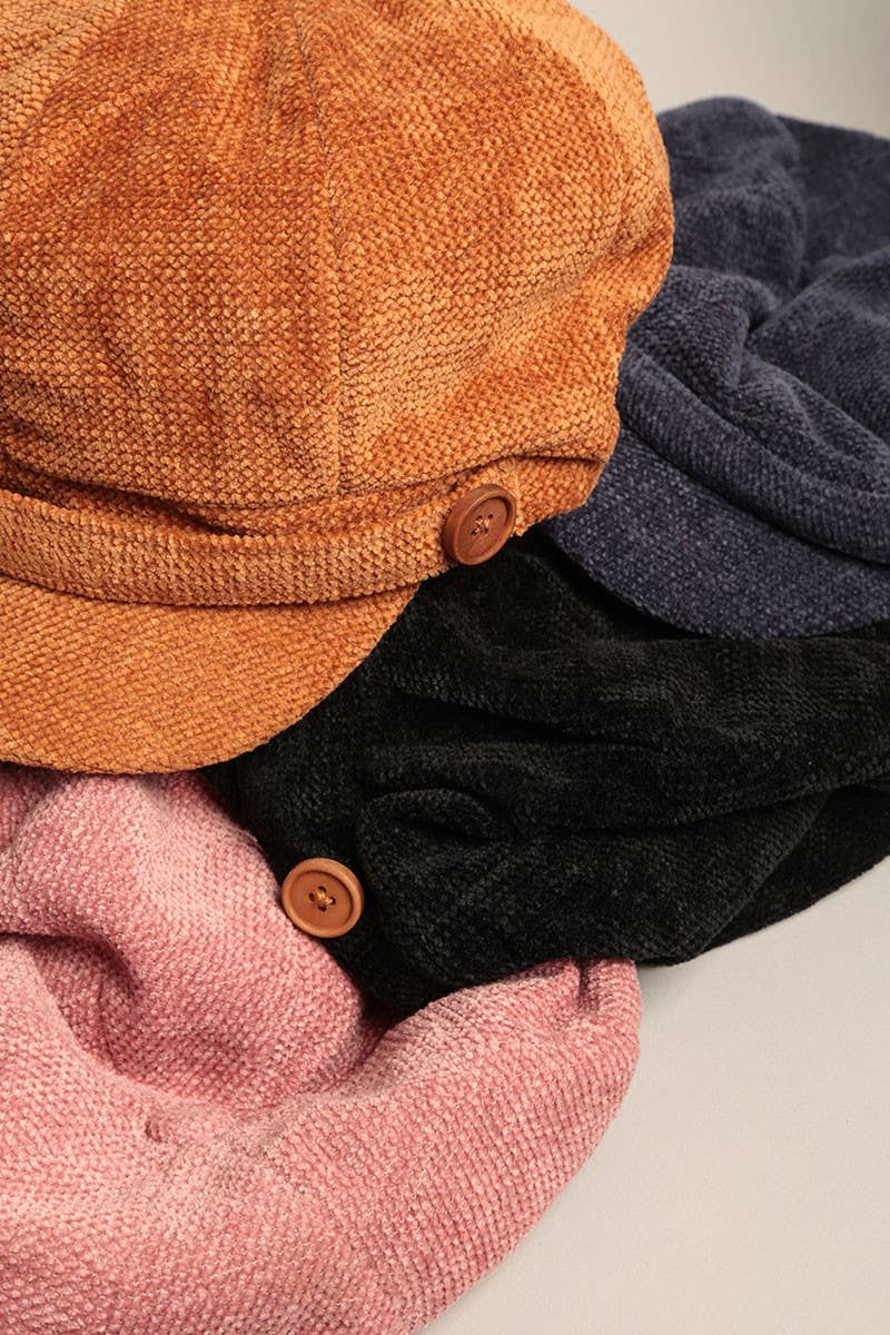 Fashion City - Vendita all'ingrosso Berretto - Donna - Cappello da donna in ciniglia con visiera Baker con elastico posteriore10