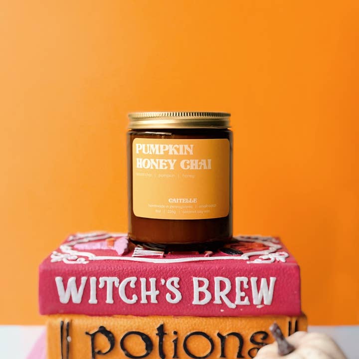 Caitelle - Wholesale Jar/Filled Candle - Pumpkin Honey Chai Handmade Coconut Soy Wax Candle0