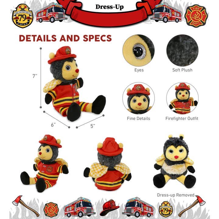 Cota Global - Venta al por mayor Peluche - Niños y bebés - Bombero de Peluche - Peluche Súper Suave - Abeja Sentada