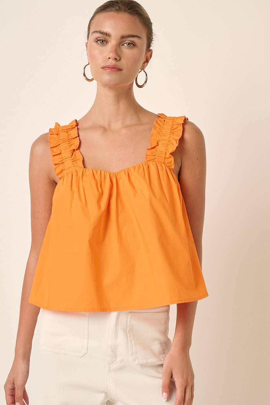 mittoshop - Wholesale Blouse - Women's - M15167-SEMI SWEETHEART NECK RUFFLE CROP TOP2