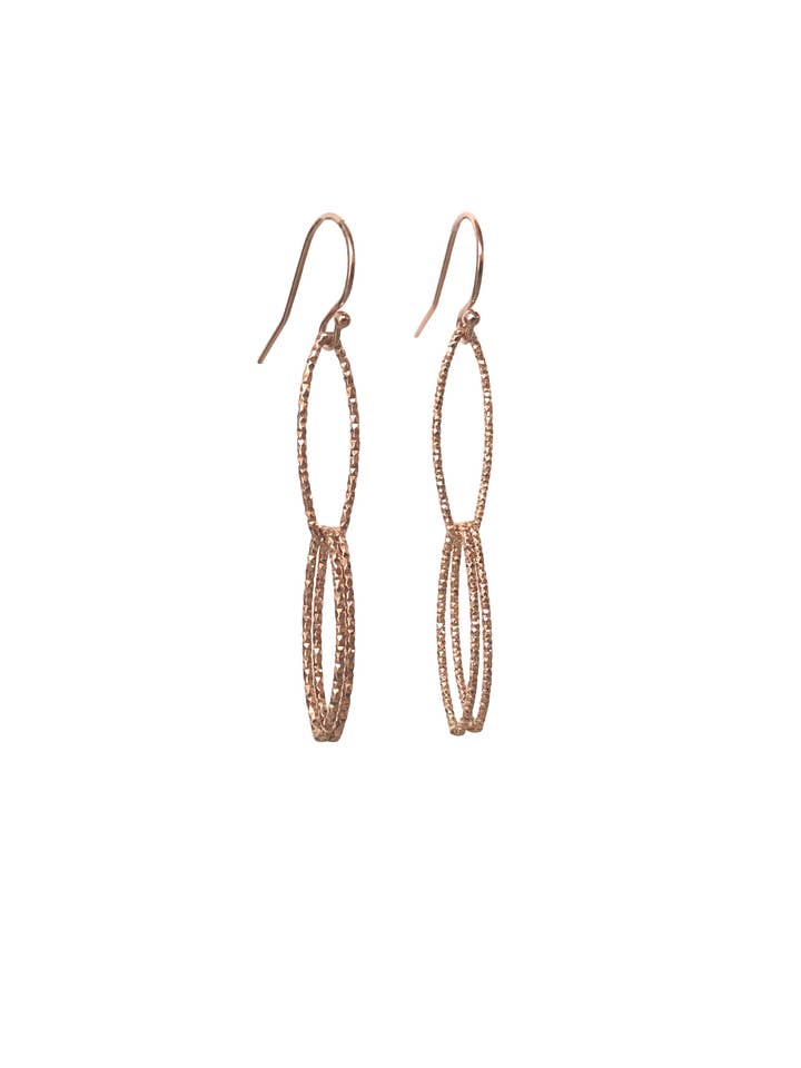 Boucles d'oreilles longues Marquise Link en or rose pour la vente par Rebecca Scott Jewelry