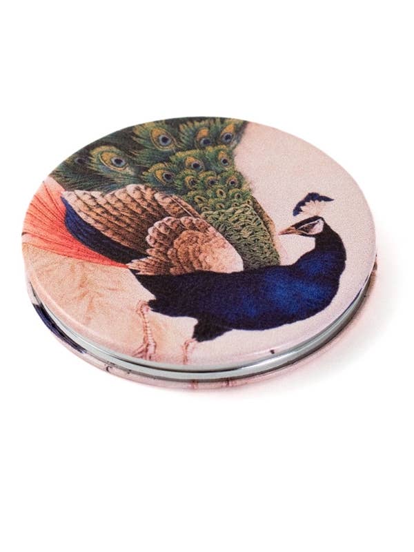 Blå Påfugl Rund Rejsespejl for engroshandel hos Value Arts