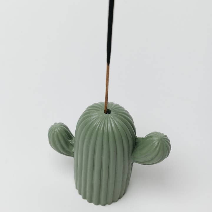 Sage Cactus Charm Incense Stick Holder for wholesale on Faire2