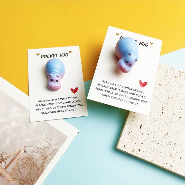 Taphug - Pocket Hug Cute Smiling Hippo Emotional Support for wholesale by Magia Design