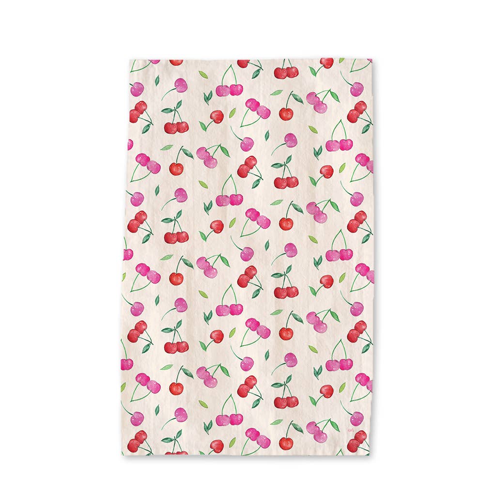 KelseyMDesigns - Wholesale Tea towel - Cherry Tea Towel -  Summer Cherries Fruit Kitchen Decor2