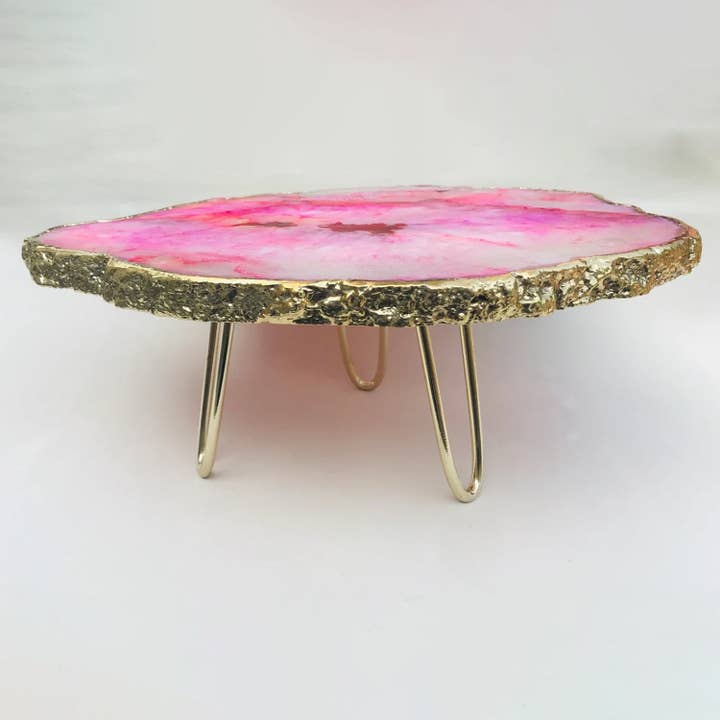 The Tangerine Store - Wholesale Cake Stand - Pink Agate Cake Stand/Centrepiece/Display Stand/Tray