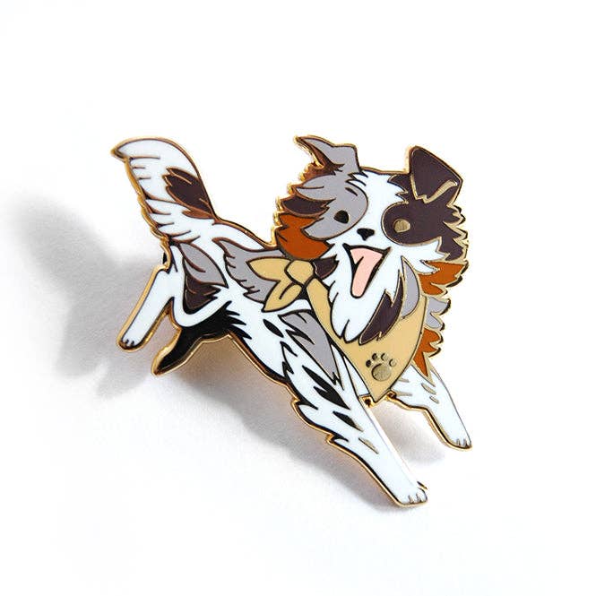 Floral Frolic - Wholesale Lapel Pin/Button - Merle Australian Shepherd Enamel Pin