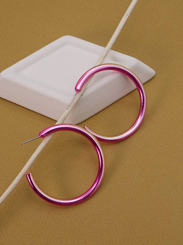 METALLIC 2 TONE HOOP EARRINGS | 71E2208277 for wholesale by JOSSLYN by wall to wall