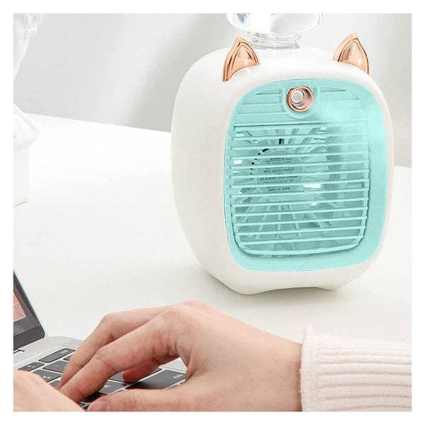 Showcase - Wholesale Electric Fan - Cool Chill Cat Ear Tabletop Misting Fan Green8