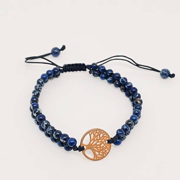 Mio Queena - Wholesale Charm/Dangle Bracelet - 4mm Natural Stone Woven Bracelet Tree of Life Pendant - CS17