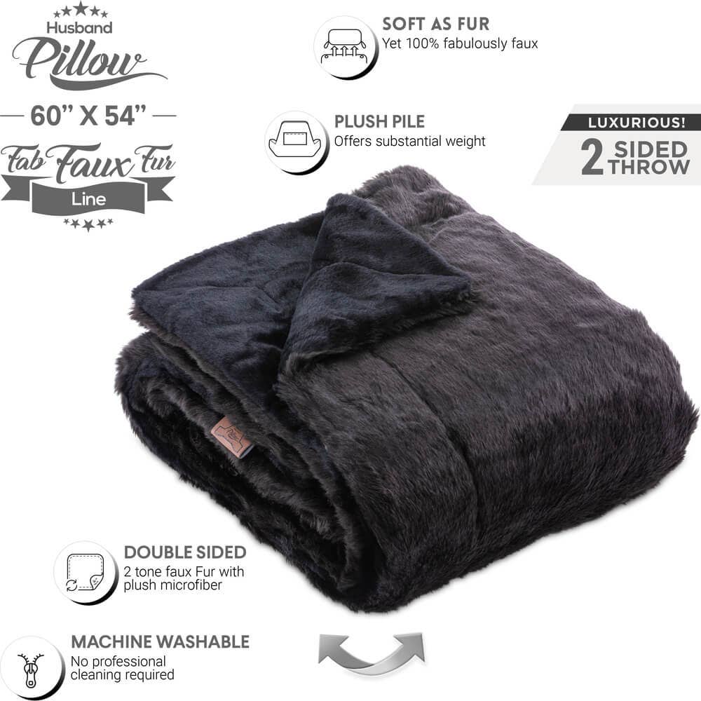Husband Pillow – Großhandel Überwurfdecke – Ehemann Kissen - Wurfdecke, Exquisite Kunstpelz - Beidseitige Gewichtsdecke 5,7 lbs für Couch, Chaiselongue, Sofas & Stühle. Dicke, schwere seidenweiche Felle (2-farbig, 50"X 60").3
