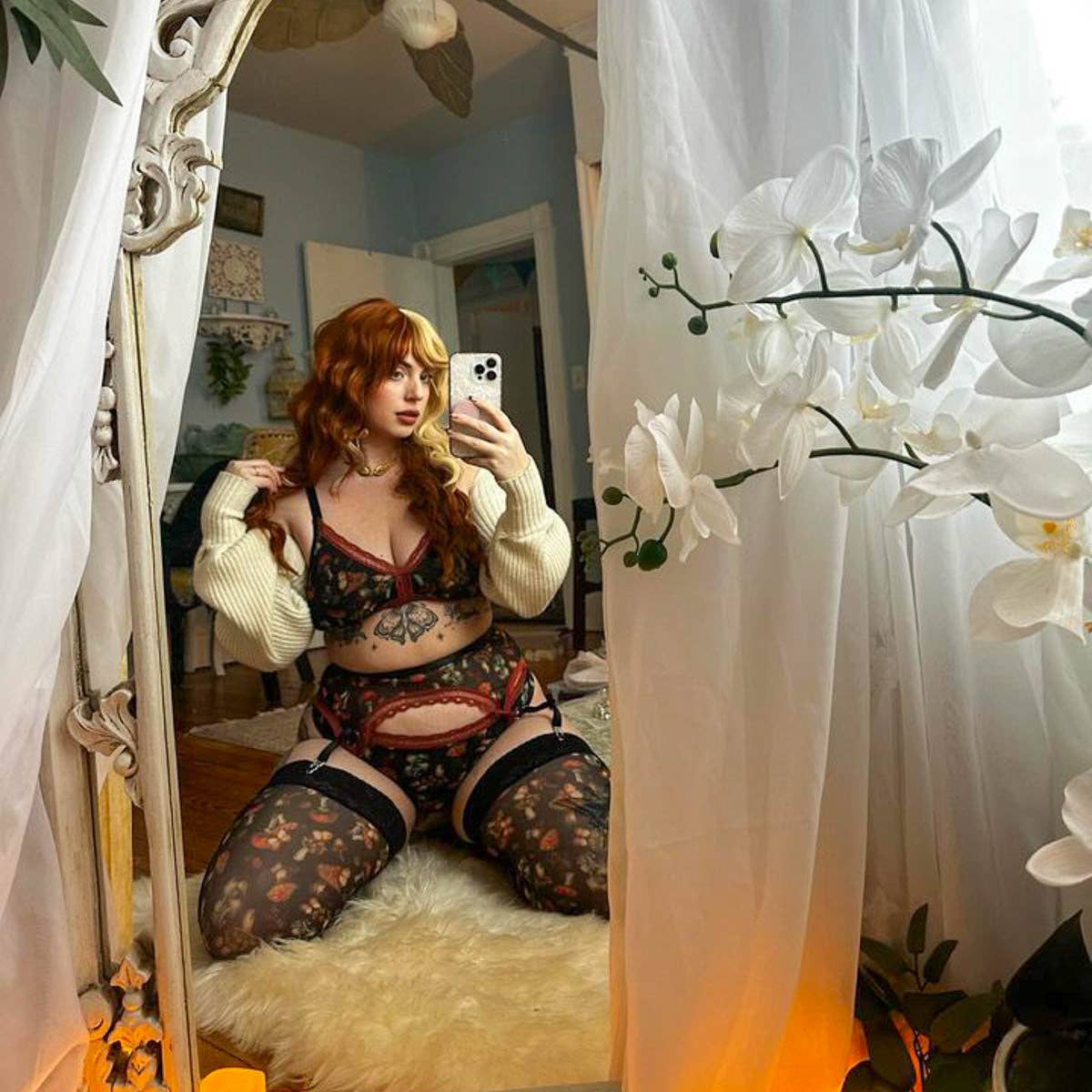 blackmushrooms Mystical Mushrooms Printed Bralette 4X/5X for wholesale on Faire5