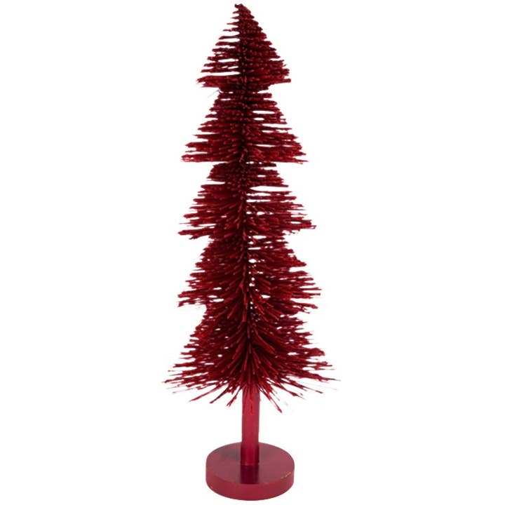 Deco tree on foot, burgundy, PVC, 18x18x50cm for wholesale by Dekoratief
