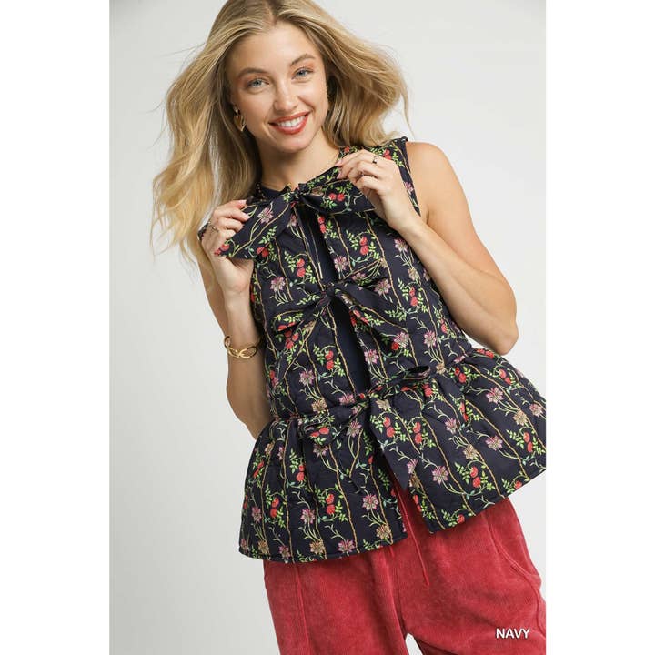 NEW Floral Quilted Vest for wholesale by STYLE USA