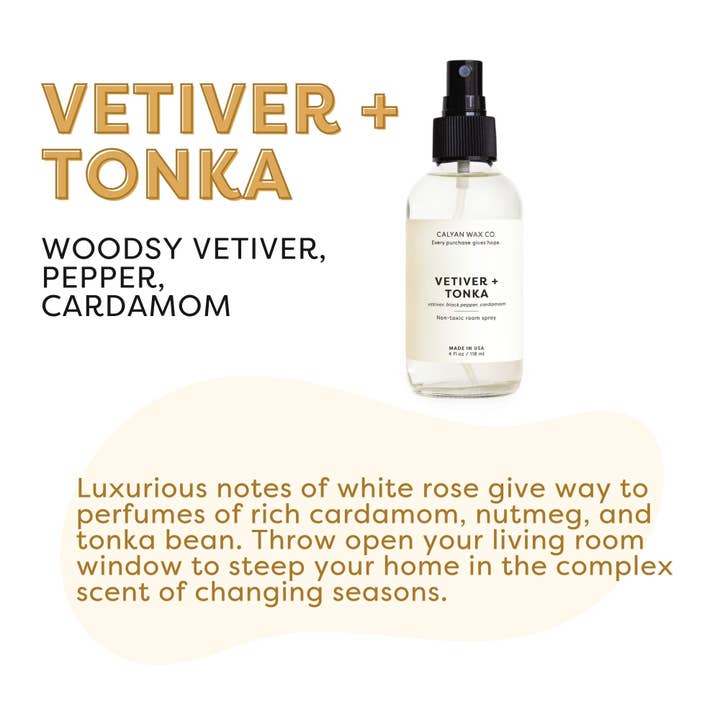 Calyan Wax Co. - Wholesale Room & Linen Spray - Vetiver + Tonka - Room Spray