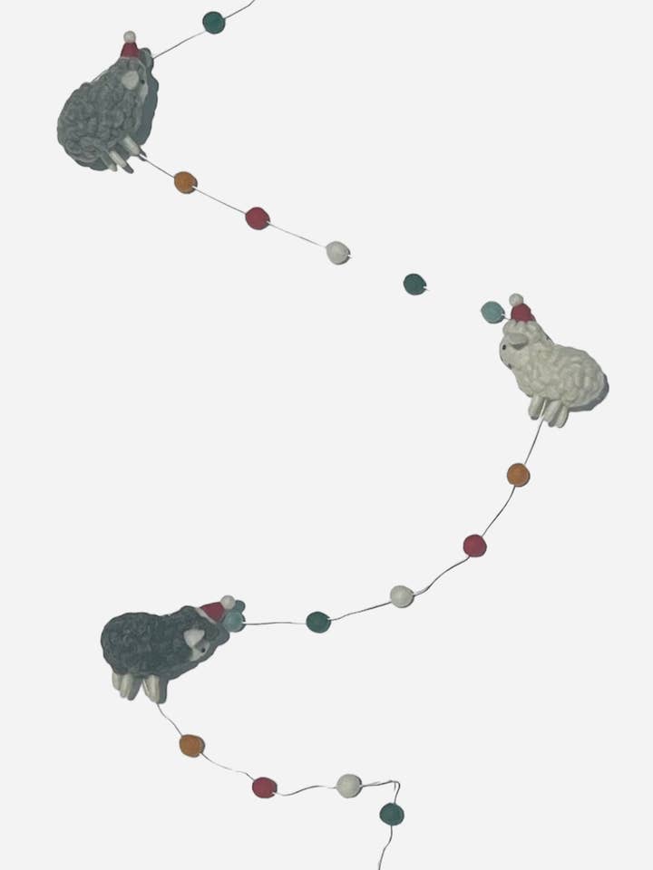 6ft Felt garland, Sheep ornament for wholesale by Giftsland