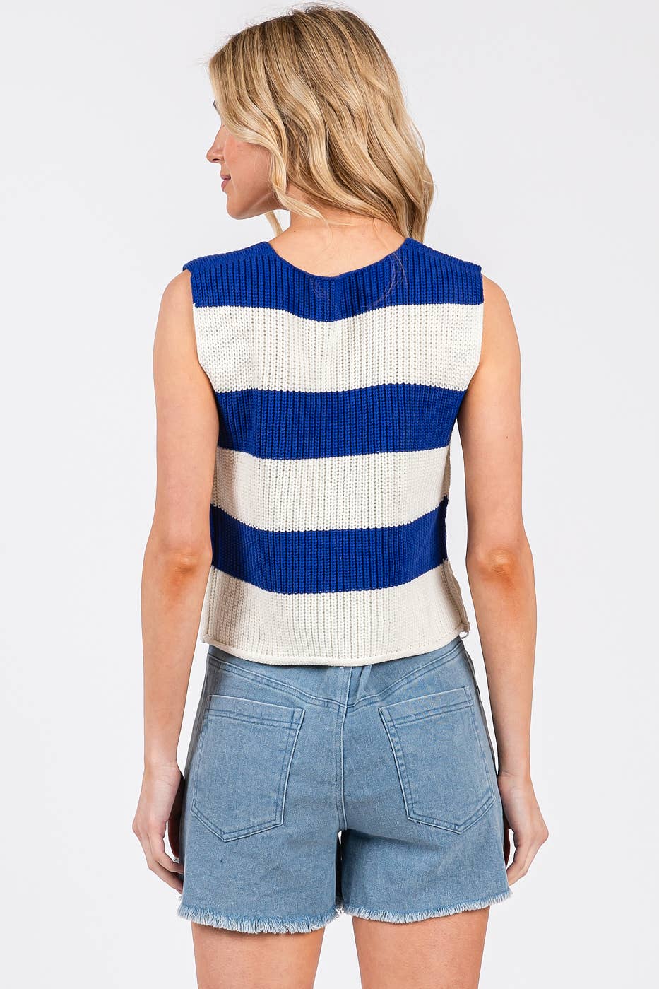 mittoshop - Wholesale Sweater Vest - Women's - STRIPED V-NECK CROPPED SWEATER VEST TOP9