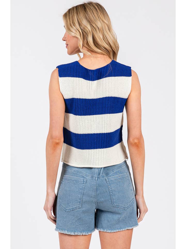 mittoshop - Wholesale Sweater Vest - Women's - STRIPED V-NECK CROPPED SWEATER VEST TOP9