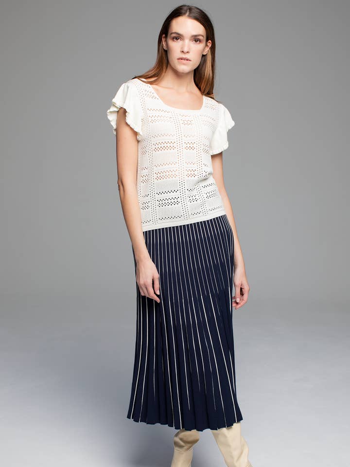 NAVY STRIPED SKIRT for wholesale by TACHI AND ZUCCA